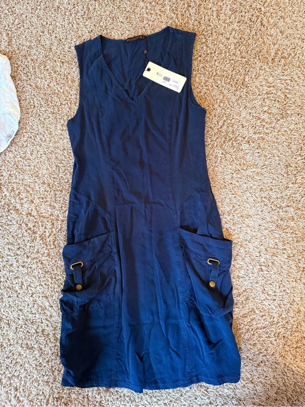 Sleeveless Navy Utility Pocket Mini Dress
